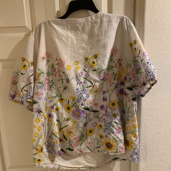 🌼 Talbots Plus Cream Floral Cotton Top – 2X - Pre-Owned🌼 - Picture 7 of 11